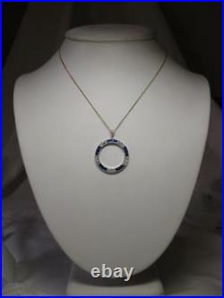 Art Deco Sapphire Diamond Pendant Necklace Appraised $2625 18K Gold Belle Epoque