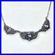 Art Deco Signed EHA Germany Sterling Silver Amethyst Marcasite Necklace