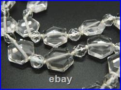 Art Deco Sterling Silver 925 Rock Crystal Quartz Pendant 15.5 Choker Necklace