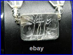 Art Deco Sterling Silver 925 Rock Crystal Quartz Pendant 15.5 Choker Necklace