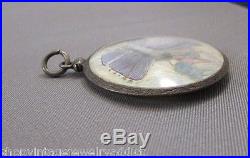 Art Deco Sterling Silver BUTTERFLY Locket Glass Necklace Pendant Lepidoptera