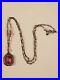 Art Deco Sterling Silver Czech Glass Paste Lavaliere Necklace Paperclip Chain