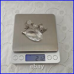 Art Deco Sterling Silver Faceted Rock Quartz Crystal 16 Pendant Necklace 21.2 g