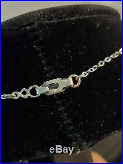 Art Deco Sterling Silver Filigree Czech Spinel Glass Paste Lavaliere Necklace