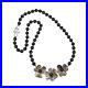 Art Deco Sterling Silver Flower And Onyx Beaded Necklace