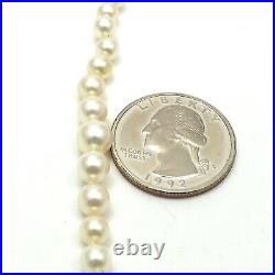 Art Deco Sterling Silver Graduated Akoya Pearl Cream Hues Strand Necklace 16 In