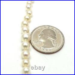 Art Deco Sterling Silver Graduated Akoya Pearl Cream Hues Strand Necklace 16in