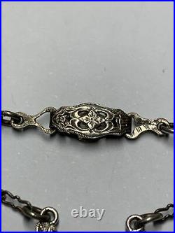 Art Deco Sterling Silver Lavalier Filigree Paper clip Links Citrine necklace16