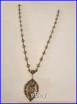 Art Deco Sterling Silver Marcasite Lavaliere Necklace 20 Grams