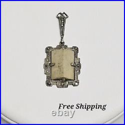 Art Deco Sterling Silver Marcasite Pendant (no Chain) Necklace