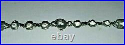 Art Deco Sterling Silver Open Backed Set Faceted Rock Crystal Necklace 16