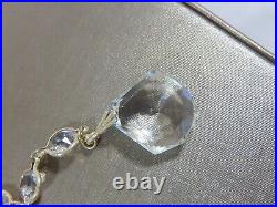 Art Deco Sterling Silver Open Set Crystal 4 Lavalier Drop Sautoir Necklace