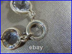 Art Deco Sterling Silver Open Set Crystal 4 Lavalier Drop Sautoir Necklace