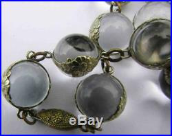 Art Deco Sterling Silver Pools of Light Undrilled Quartz Orb Bead Necklace
