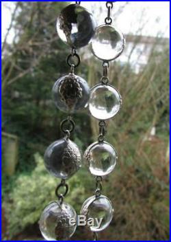 Art Deco Sterling Silver Pools of Light Undrilled Quartz Orb Bead Necklace