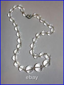 Art Deco Sterling Silver, Pure Rock Crystal Quartz Bead Necklace