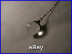 Art Deco Sterling Silver, Rock Crystal Quartz Pool Of Light Ball Lariat Necklace
