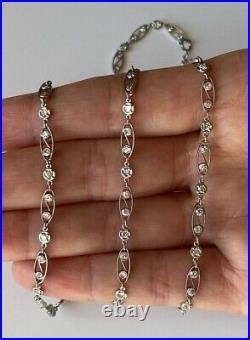 Art Deco Style Diamond Necklace 2.60 Ct Lab Created Diamond 925 Silver 18 INCH