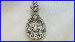 Art Deco Style Pear Shapped Diamond Pendant on Chain Link Necklace 1 (PM3000063)