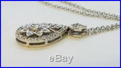 Art Deco Style Pear Shapped Diamond Pendant on Chain Link Necklace 1 (PM3000063)
