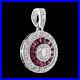 Art Deco Style Round Brilliant Lab-Created Diamond with Ruby Pendant 925 Silver