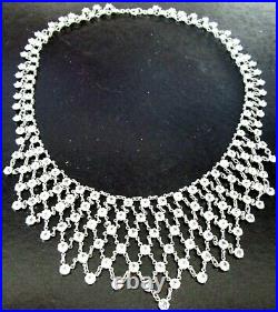 Art Deco Style Sterling Silver Blinding Ice Crystal Festoon Necklace