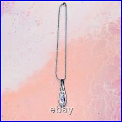 Art Deco Tear Drop Sterling Silver Amethyst Necklace