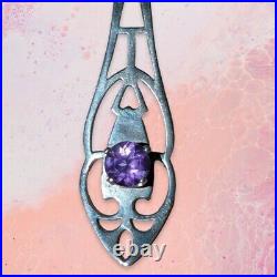 Art Deco Tear Drop Sterling Silver Amethyst Necklace