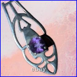 Art Deco Tear Drop Sterling Silver Amethyst Necklace