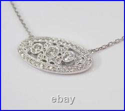 Art Deco Three Stone Necklace 2.3 Ct Lab Created Diamond 14K White Gold Plated