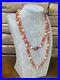 Art Deco Undyed Salmon Red Coral Pearls Seed Beads Long Opera Necklace 38” 43gr