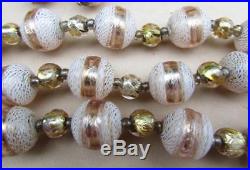Art Deco Venetian Latticino Wedding Cake Foil Beads Glass Necklace & Earrings