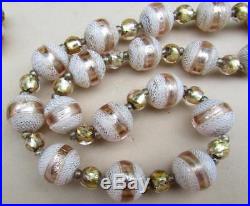 Art Deco Venetian Latticino Wedding Cake Foil Beads Glass Necklace & Earrings