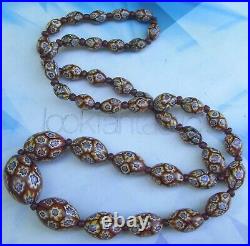 Art Deco Venetian Matched Moretti Millefiori Beads Glass LONG Necklace