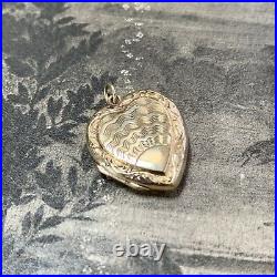 Art Deco Vintage 9ct Gold Heart Locket Engraved Pendant 4 Chain Necklace 3.2 gms
