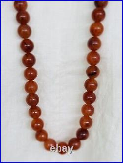 Art Deco Vintage Celluloid Bead Long Roaring 20's Necklace In Burnt Orange 36