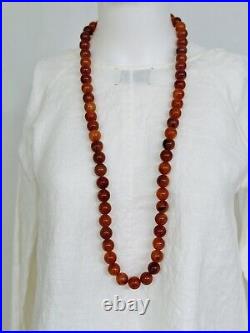 Art Deco Vintage Celluloid Bead Long Roaring 20's Necklace In Burnt Orange 36