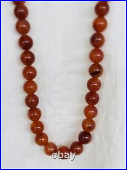 Art Deco Vintage Celluloid Bead Long Roaring 20's Necklace In Burnt Orange 36