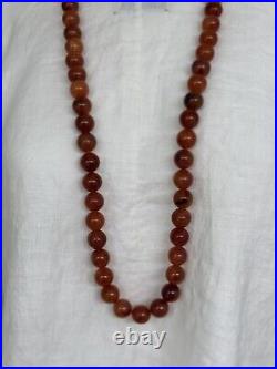 Art Deco Vintage Celluloid Bead Long Roaring 20's Necklace In Burnt Orange 36