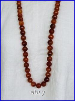 Art Deco Vintage Celluloid Bead Long Roaring 20's Necklace In Burnt Orange 36