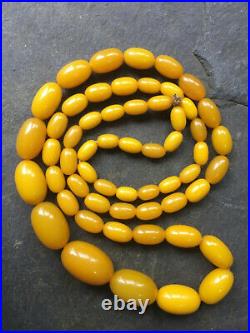 Art Deco Vintage Egg Yolk Amber Bakelite Bead Necklace- Simichrome Positive Test