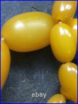 Art Deco Vintage Egg Yolk Amber Bakelite Bead Necklace- Simichrome Positive Test