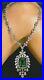 Art Deco Vintage Look Depp Greeb Emerald With Sparkling White CZ Women Necklace