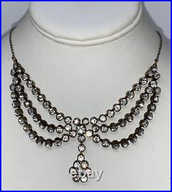 Art Deco Vintage Sparkly Elegant Czech Crystal Rhinestone Paste Dangle Necklace