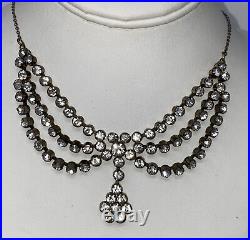 Art Deco Vintage Sparkly Elegant Czech Crystal Rhinestone Paste Dangle Necklace