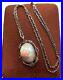 Art Deco Vintage Sterling Silver Blister Pearl Abalone Shell Pendant Necklace