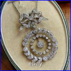 Art Deco Vintage Style 3Ct Lab Created Diamond Wedding Sterling Silver Pendants