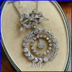 Art Deco Vintage Style Round Lab Created Diamond 14K White Gold Finish Pendants