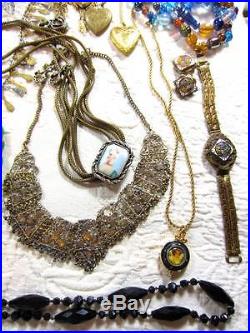 Art Deco Vintage Victorian Jewelry Collection Lockets Gold Fill Rope Necklaces++