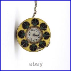 Art Deco Walter Lampl Sterling Guilloché Blancpain Pendant Bell Watch Necklace